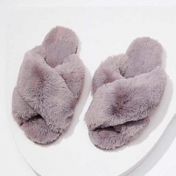 faux fur slide slippers
